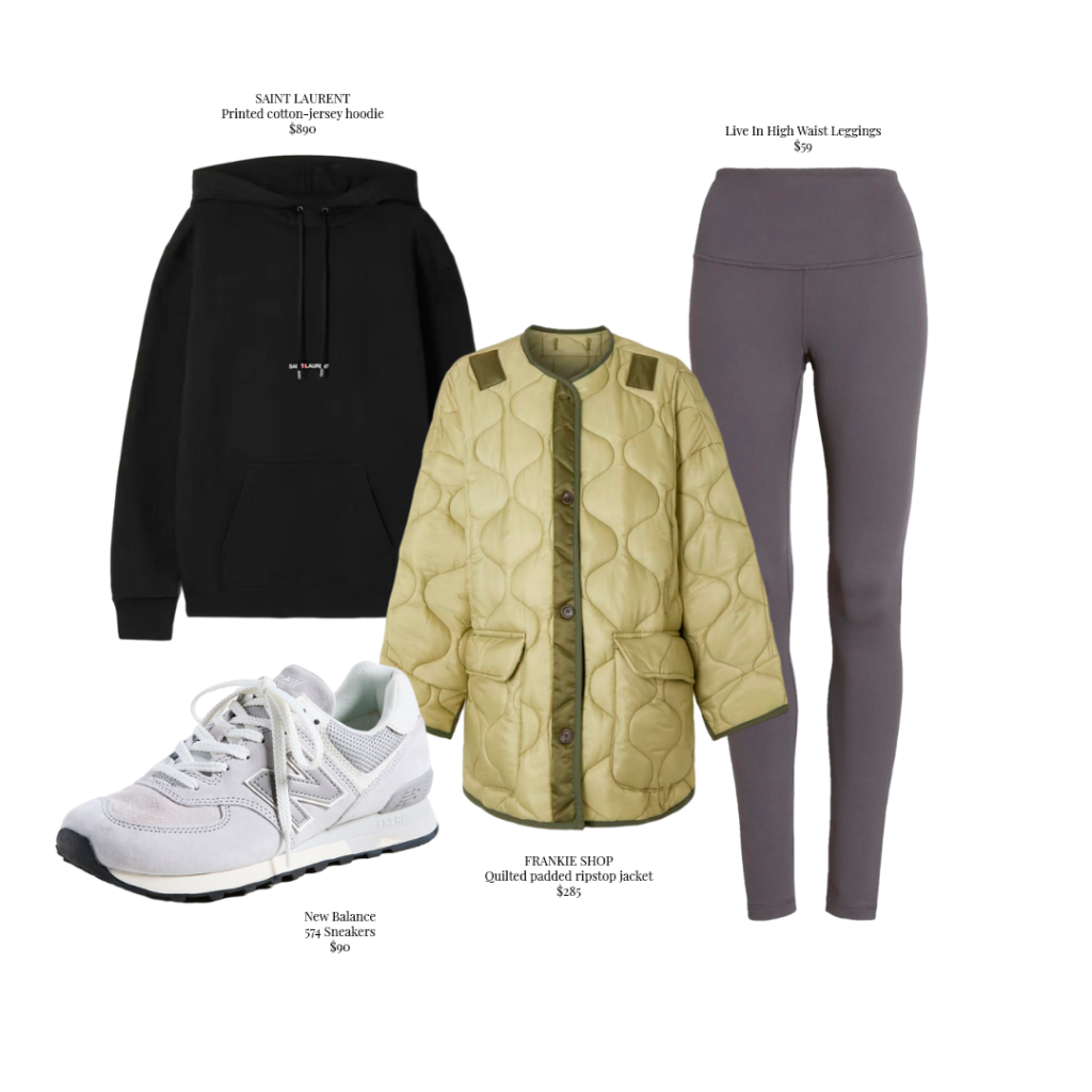 Destacamos algunas tendencias. La chaqueta de Frankie Shop está confeccionado con tejido para brindar calidez y tiene una silueta espaciosa con grandes bolsillos con solapa. La sudadera con capucha de SAINT LAURENT está confeccionada en suave jersey de algodón y a su vez tiene ribetes de canalé, por lo que irá con todo, desde ropa de casa hasta pantalones de cuero. los Leggings de cintura alta de Zella repelen la humedad, además esculpen la figura y mantienen la frescura mientras entrenas. Por último las tenis New Balance 574 mantienen la confección y diseño clásica con un esquema de color discreto.