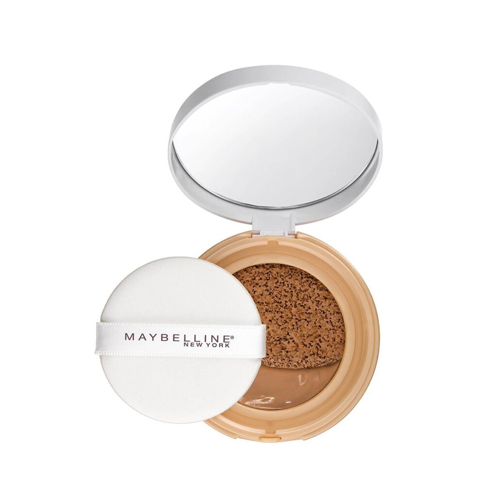 Base liquida para el rostro Dream Cushion de la marca Maybelline New York. Bases de farmacia