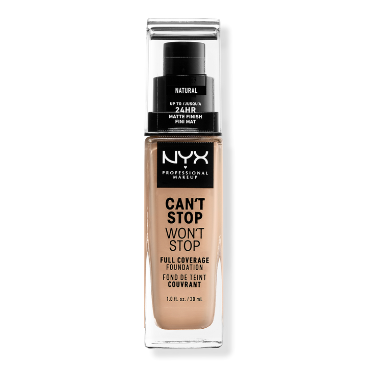 Ligera, resistente al agua y a prueba de transferencias, la base de maquillaje NYX Professional Makeup Can't Stop Won't Stop Full Coverage en muchos tonos se esfuerza tanto como usted. Bases de farmacia