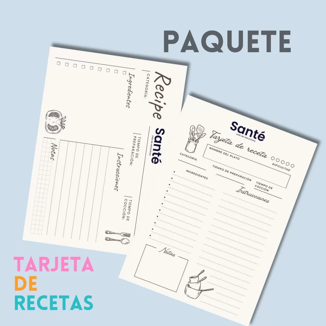 Paquete de tarjetas de receta