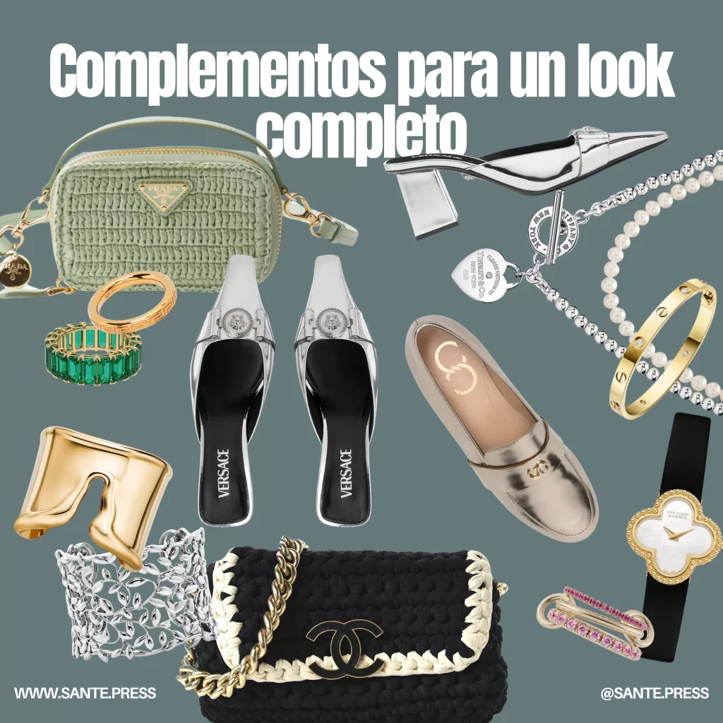 Accesorios: collares, brazaletes y bolsos que añaden personalidad a un look completo y sofisticado.