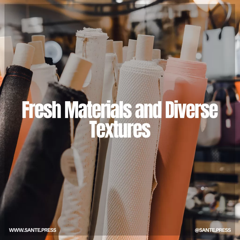 A collection of fresh materials and diverse textures, showcasing vintage aesthetics with comfort and functionality for 2025.