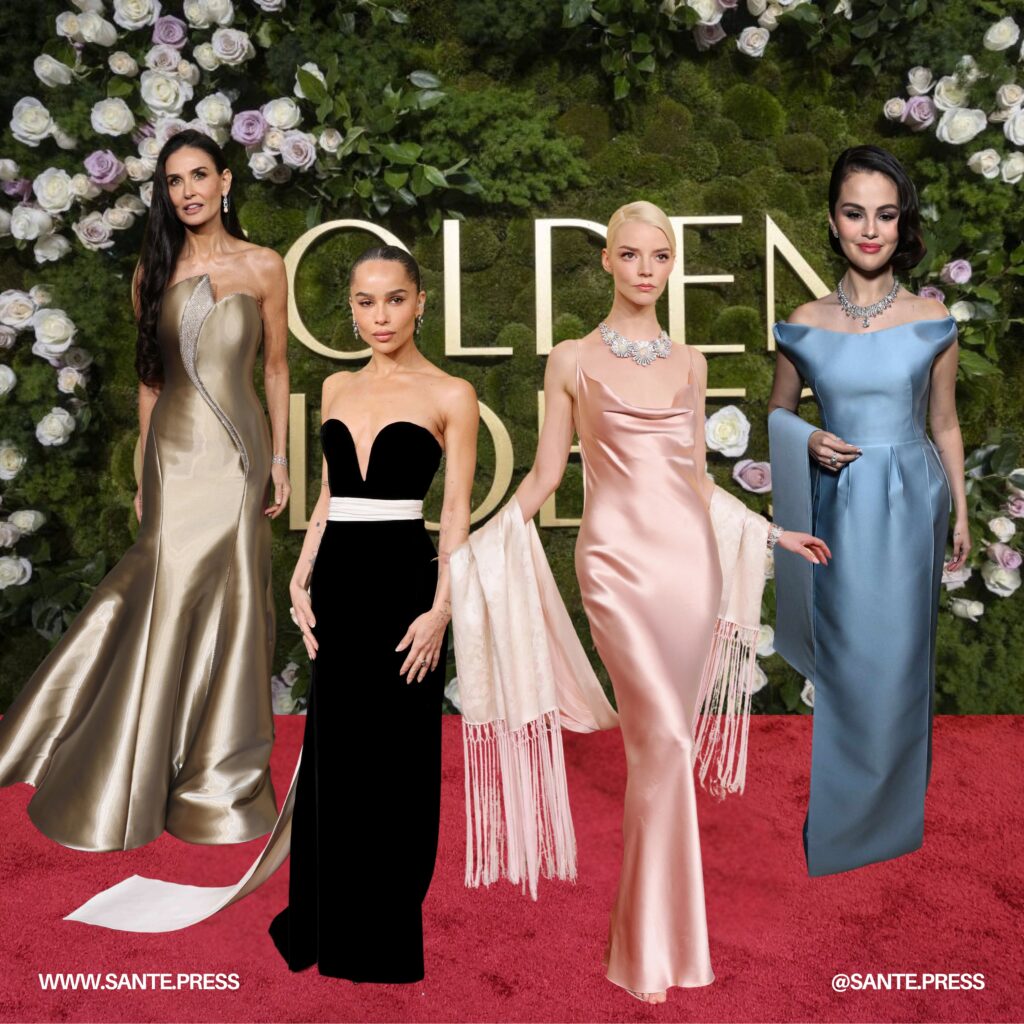 Look de Demi Moore, Look de Zoë Kravitz, Look de Anya Taylor-Joy, Look de Selena Gomez En los Globos de Oro 2025 - Golden Globes 2025