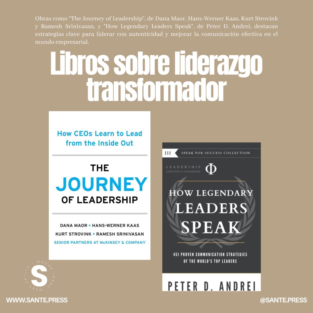 Imagen destacando los libros "The Journey of Leadership" y "How Legendary Leaders Speak", recomendados para liderazgo empresarial transformador. Recomendaciones literarias de McKinsey. mage featuring "The Journey of Leadership" and "How Legendary Leaders Speak," recommended for transformative business leadership. McKinsey Literary Recommendations.