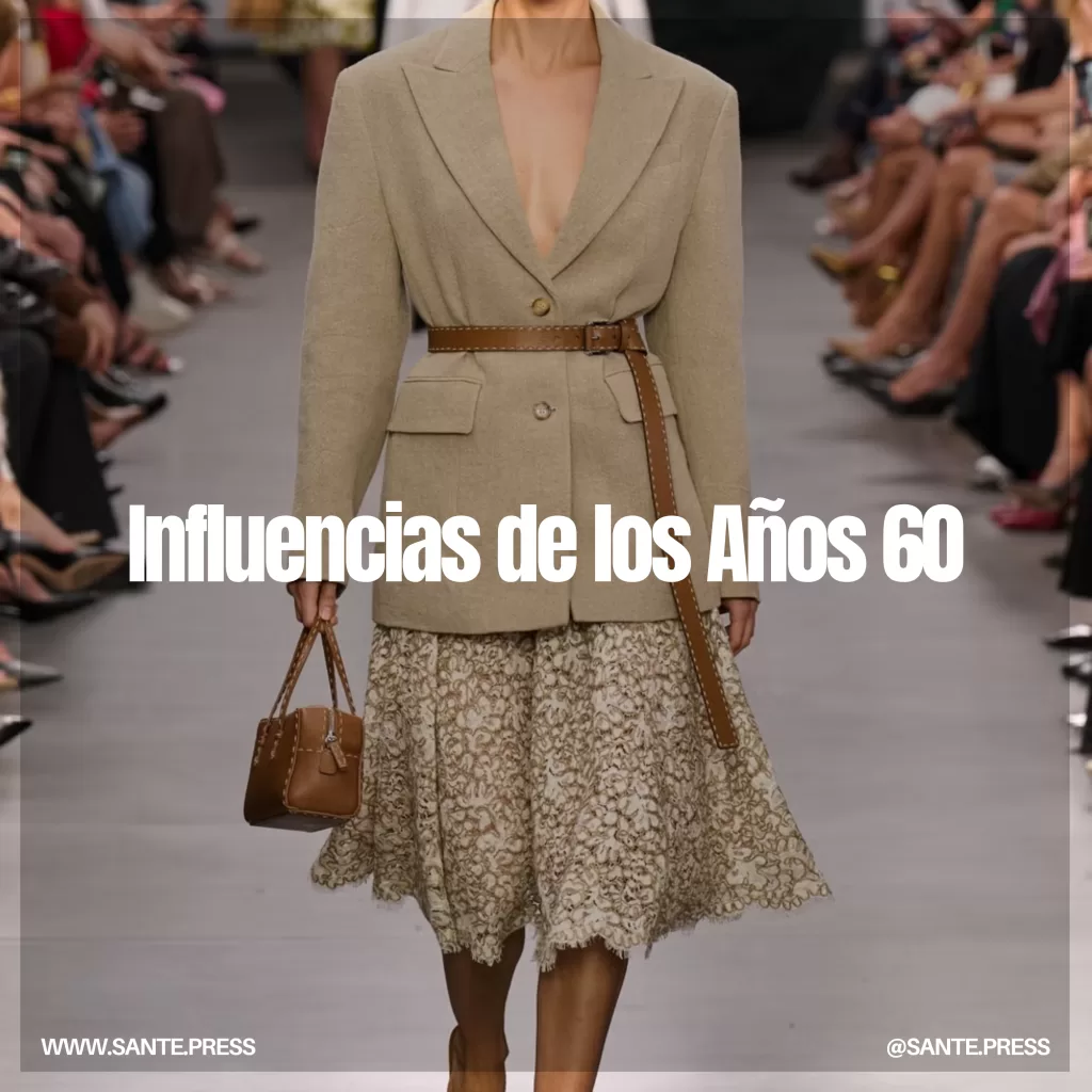 Influencias de los años 60 en la moda 2025: faldas midi y cortas con patrones florales y cortes rectos, estilo vintage renovado.