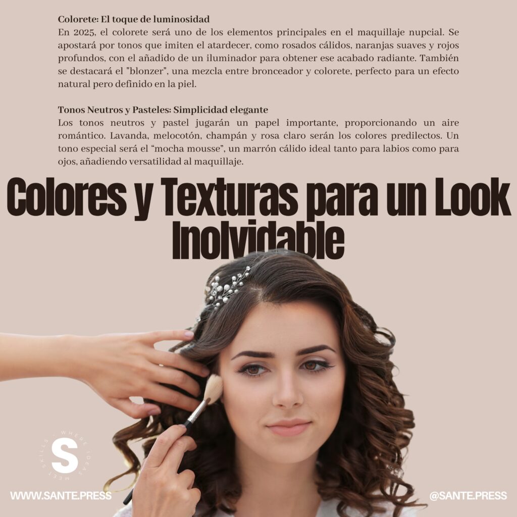 Imagen que muestra una variedad de colores y texturas, ideal para un estilo innovador y atractivo. Tendencias en maquillaje para bodas 2025. A woman sits in a chair as a makeup artist applies makeup to her face, enhancing her natural beauty. Bridal Makeup Trends 2025.