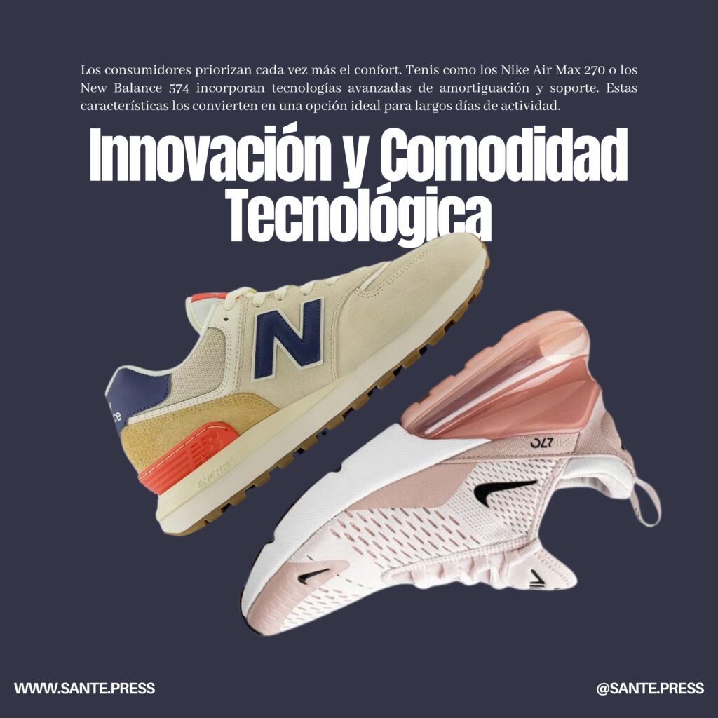 Imagen que representa la fusión de innovación y comodidad en tecnología moderna, destacando su impacto en la vida diaria. A modern workspace showcasing innovative technology designed for comfort and efficiency in daily tasks. Tenis tendencia 2025. Trendy sneakers 2025.