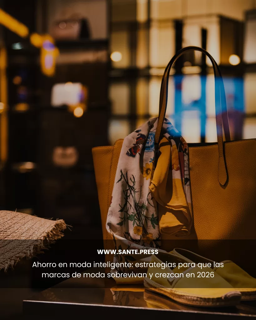 Bolso tote amarillo con pañuelo floral anudado en el asa, colocado sobre una mesa junto a accesorios y zapatos en un interior con iluminación cálida, concepto de moda elegante y consumo consciente.