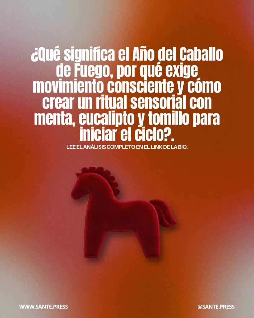 Figura de caballo rojo sobre fondo naranja degradado