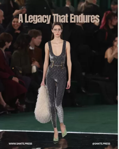 Gucci's latest collection features 60s-inspired sequined dresses, reimagined loafers, and velvet jumpsuits with the double G logo.