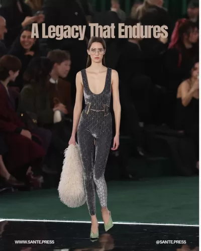 Gucci's latest collection features 60s-inspired sequined dresses, reimagined loafers, and velvet jumpsuits with the double G logo.