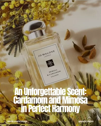 Jo Malone's Mimosa & Cardamom Cologne features a sophisticated blend of spicy cardamom, golden mimosa, and tonka notes.