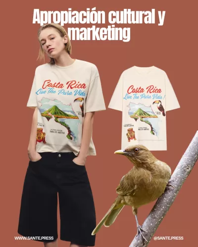 Imagen que ilustra la desconexión entre el marketing de marcas y la cultura costarricense, destacando el uso del tucán en lugar del yigüirro.