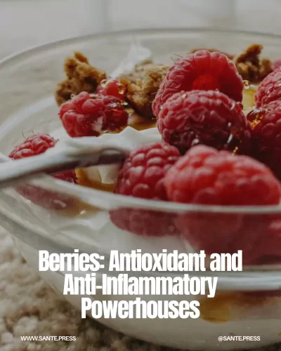 A variety of red fruits including blueberries, blackberries, and raspberries, known for their antioxidants and anti-inflammatory properties.