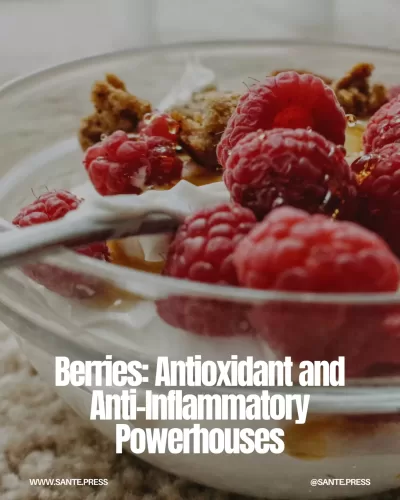 A variety of red fruits including blueberries, blackberries, and raspberries, known for their antioxidants and anti-inflammatory properties.
