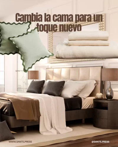 Actualiza tu dormitorio con sábanas de lino y cojines decorativos para mayor confort y un estilo atractivo.