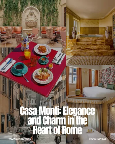 Casa Monti, a boutique hotel in Monti, blends classic and contemporary Italian design near the Coliseum, featuring vibrant decor.