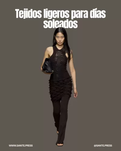 Pantalones acampanados de tejido fresco en tonos café, ideales para primavera-verano 2025, combinables y cómodos para cualquier ocasión.