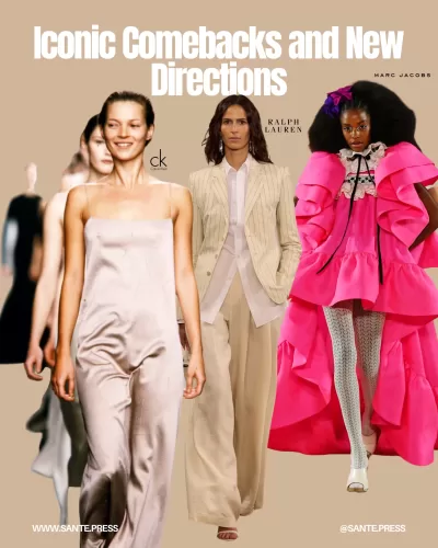 Iconic fashion houses reinvent their essence: Calvin Klein's minimalism, Ralph Lauren's timeless elegance, and Marc Jacobs' drama.