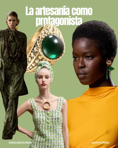 Colecciones de Bottega Veneta, Isabel Marant y Saks Potts que destacan la autenticidad y el trabajo manual con materiales naturales.