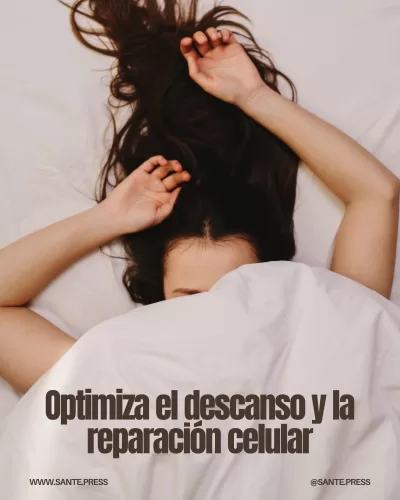 Imagen que ilustra la importancia del descanso nocturno para la regeneración celular y la mejora del sueño.