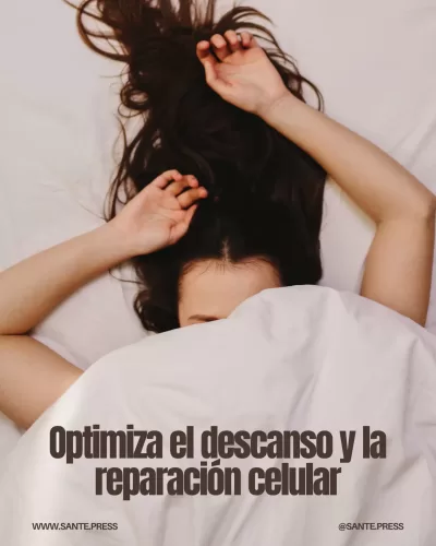Imagen que ilustra la importancia del descanso nocturno para la regeneración celular y la mejora del sueño.