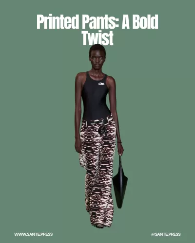 Bold printed flared pants dominate this season, featuring abstract patterns and animal prints for a stylish street look.