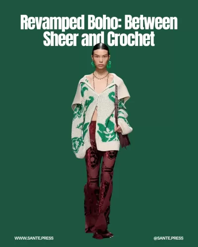 Boho-style pants featuring transparency and embroidery, embodying freedom and femininity for versatile, stylish looks.