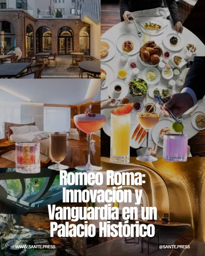 Hotel Romeo Roma en un palacio del siglo XVI, combina diseño moderno y fresco histórico con cocina de Alain Ducasse.