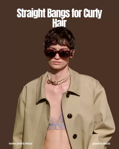 Curly hairstyle with straight bangs showcased on runways, proving chic for textured hair, as seen on celebrities like Miley Cyrus.