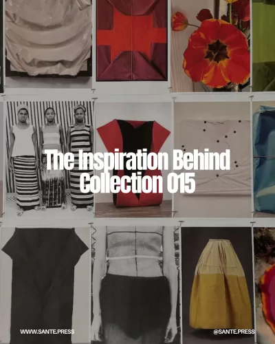 A designer reflects during a runway break, resulting in the "Exhale" Collection, blending sophistication with relaxed style.