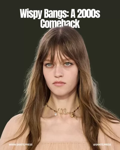 Wispy bangs frame the face softly, adding a delicate touch to various hairstyles, perfect for enhancing angular features.