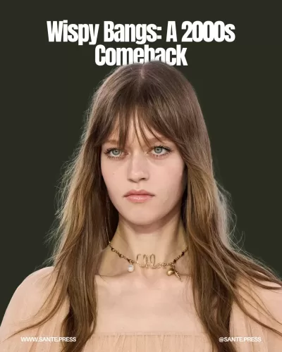 Wispy bangs frame the face softly, adding a delicate touch to various hairstyles, perfect for enhancing angular features.